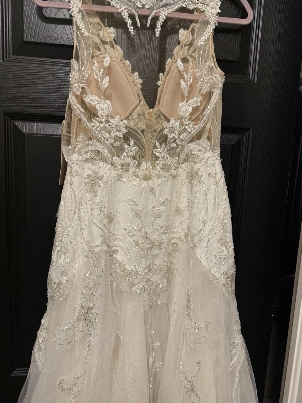 Galina Ivory Lace Appliqué Wedding Dress with Sheer Bodice size 4 nwt - Picture 5 of 7